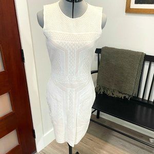 White and Cream Fitted Carmen Marc Valvo Dress